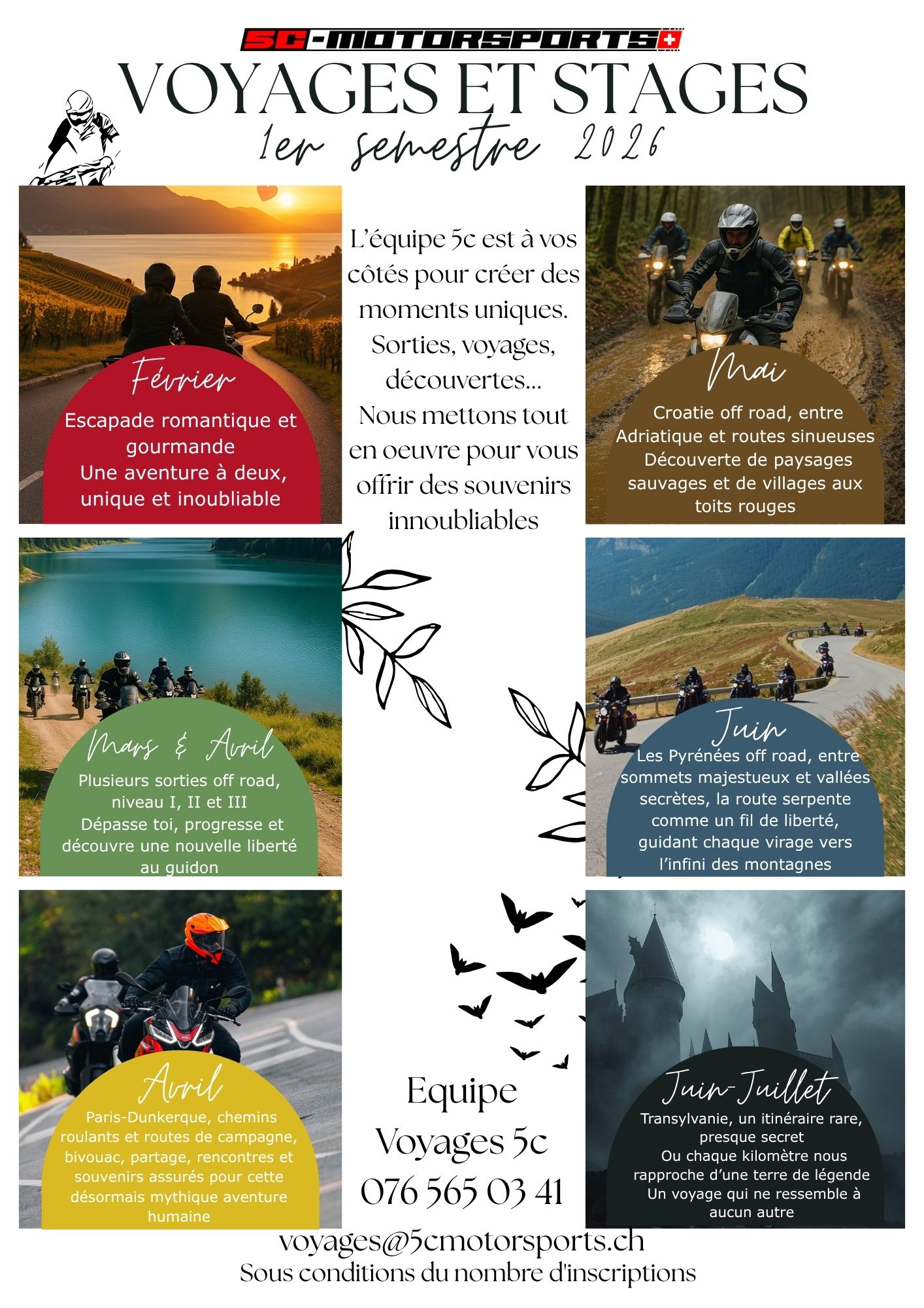 image d'un flyer présentant le programme des prochains roadtrip organisées par 5c